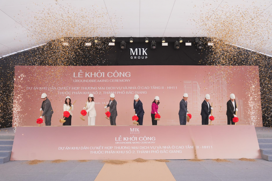Nghi thức khởi công Dự án Khu dân cư kết hợp Thương mại Dịch vụ và Nhà ở cao tầng II-HH11 thuộc phân khu số 2, thành phố Bắc Giang tại phường Tân Tiến (Bắc Ninh).