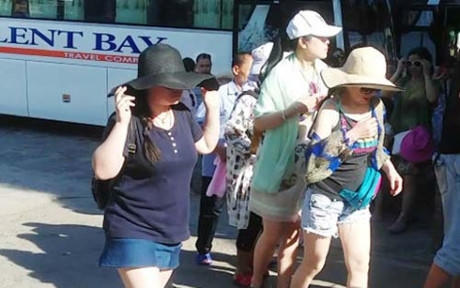 Công ty Silent Bay đưa khách Trung Quốc đến các điểm du lịch tại TP Nha Trang. Ảnh: Kỳ Nam/Người Lao động.