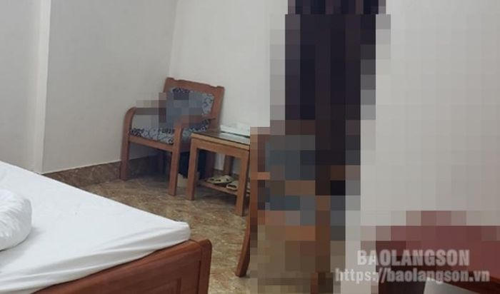 Hiện trường phòng, nơi lái xe đường dài tử vong. Ảnh: Báo Lạng Sơn