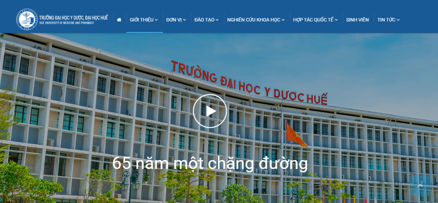 Một phần website Trường Đại học Y - Dược, Đại học Huế. (Ảnh chụp màn hình)