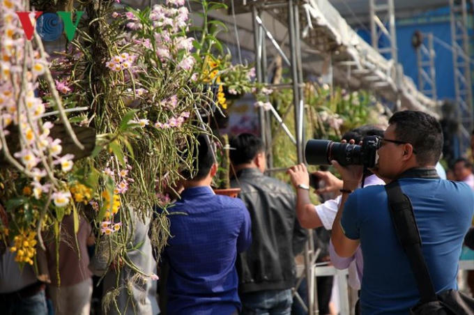 Triển lãm thu hút nhiều nhà báo tới chụp ảnh, đưa tin, báo hiệu một mùa du lịch hút khách đến với hoa lan rừng Lai Châu