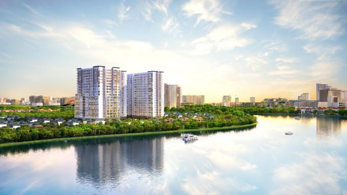 Phối cảnh dự án 3 mặt giáp sông.