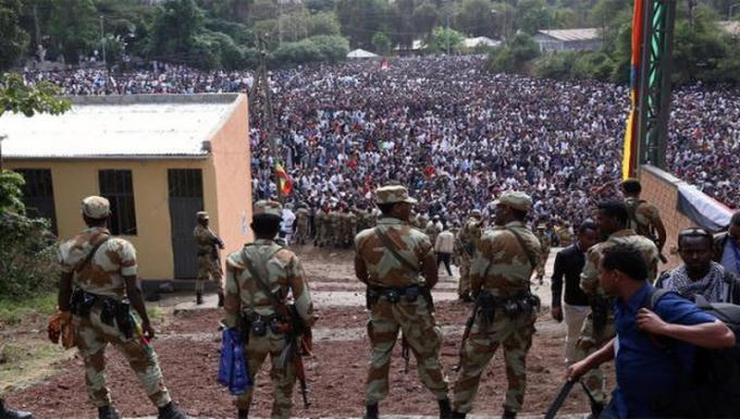Biển người biểu tình ở Ethiopia sau vụ ca sĩ Hachalu Hundessa bị bắn chết đêm 28/6.