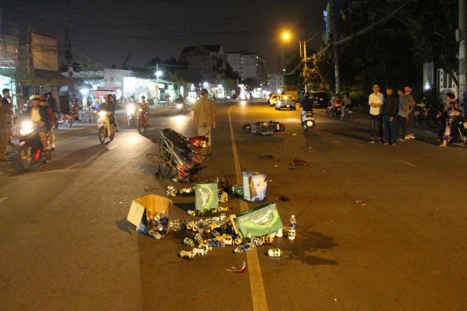 Hiện trường vụ tai nạn trên đường Man Thiện.