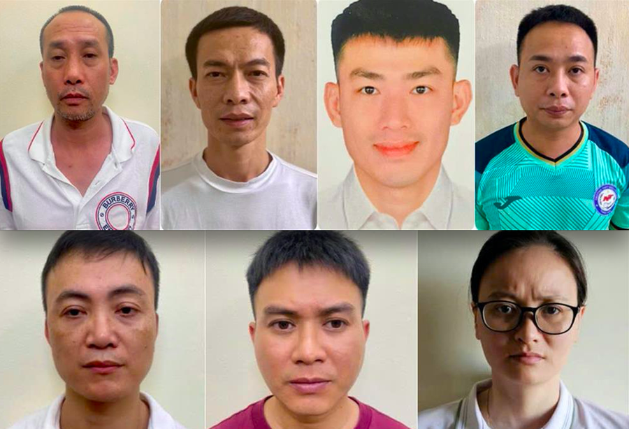 Các bị can bị khởi tố. Ảnh CA Hà Nội.