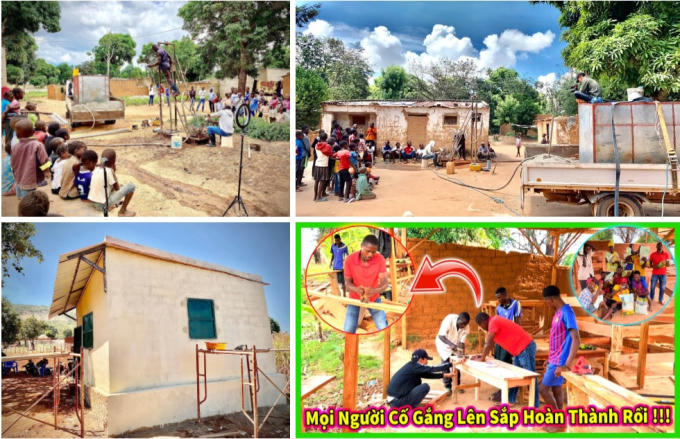 Những hoạt động thiện nguyện của Quang Linh và Team châu Phi tại Angola như đào giếng khoan, xây nhà, sửa trường học cho người dân bản địa. Ảnh FB nhân vật.
