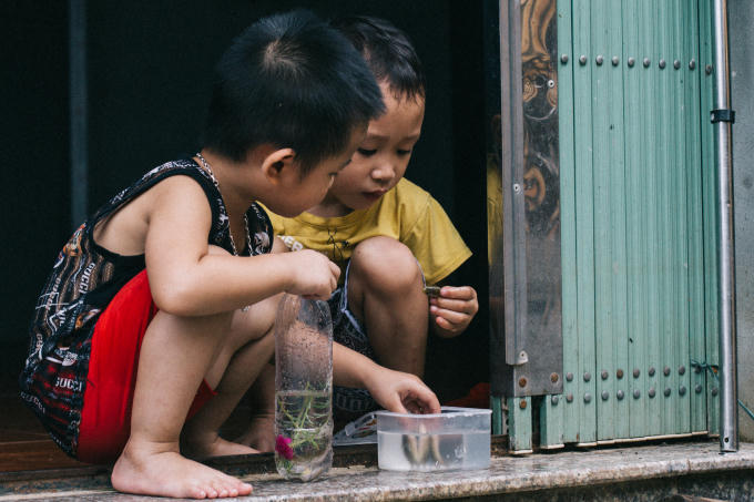 Thích thú chơi cùng cá.