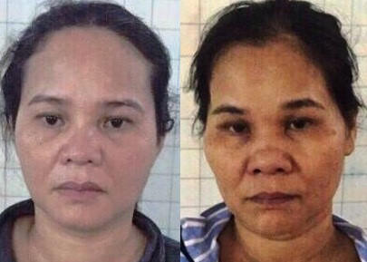 Hai người phụ nữ có nhiệm vụ lên xe buýt chen lấn, móc túi. Ảnh: Công an cung cấp.