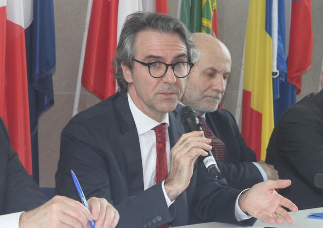 Đại sứ EU tại Việt Nam Giorgio Aliberti phát biểu tại họp báo (Ảnh: Thành Đạt)