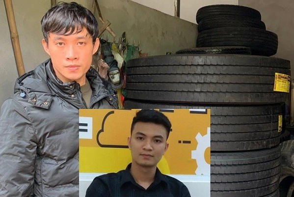 Hai đối tượng cùng tang vật vụ án.