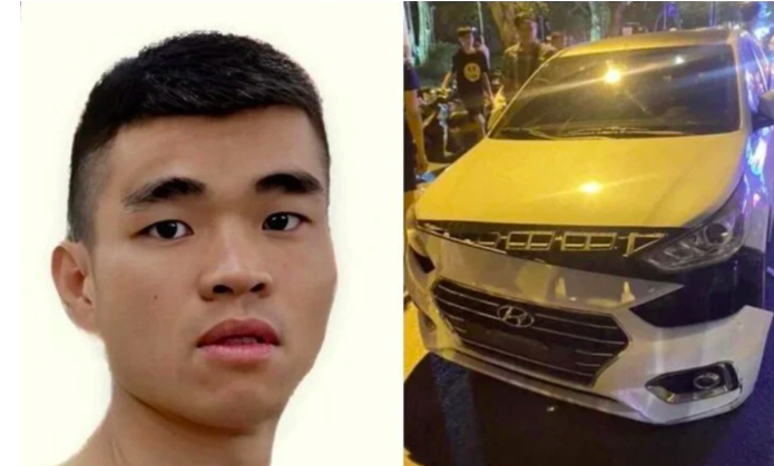 Đối tượng Lường Văn Nam và chiếc ô tô tang vật của vụ việc.
