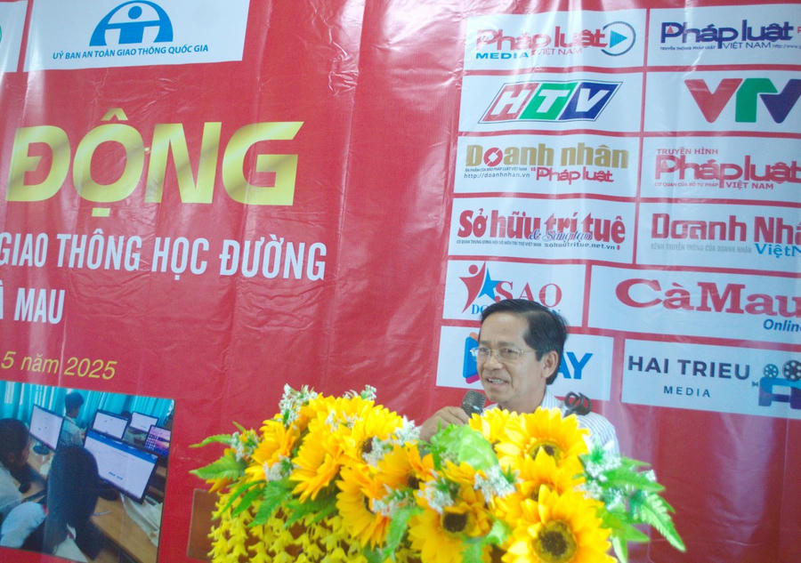 Ông Tạ Thanh Vũ - Phó Giám Sở Giáo dục và Đào tạo tỉnh Cà Mau, phát biểu tại lễ phát động Cuộc thi.
