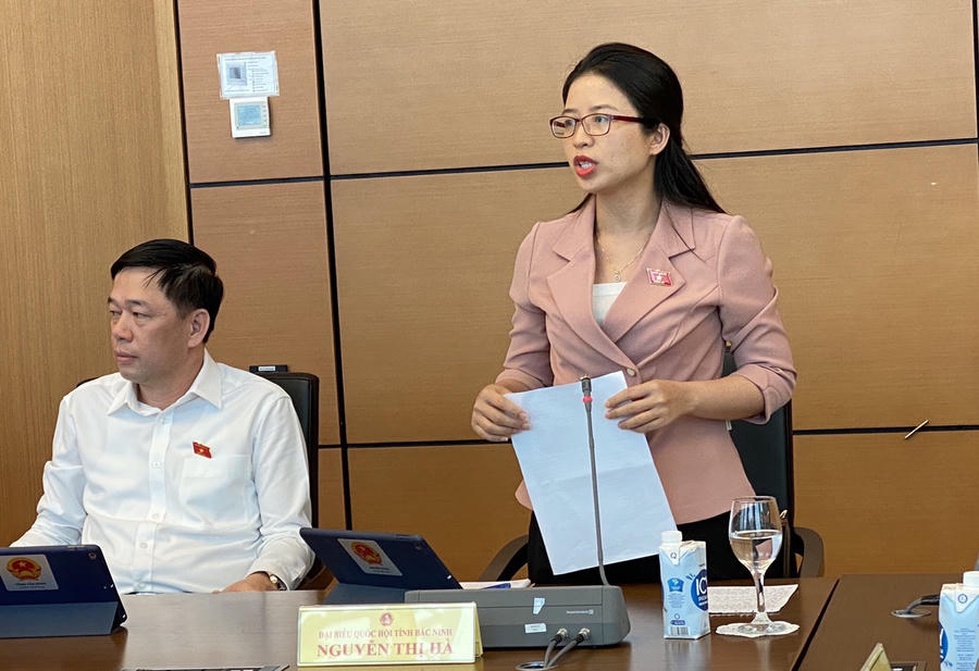 Đại biểu Nguyễn Thị Hà (Bắc Ninh) phát biểu tại phiên thảo luận tổ chiều 26/5. Ảnh: BL