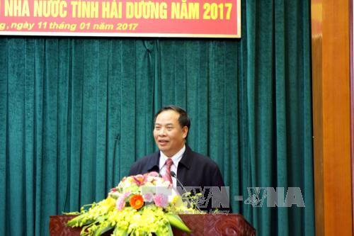 Bí thư Tỉnh ủy Hải Dương Nguyễn Mạnh Hiển phát biểu tại Hội nghị.