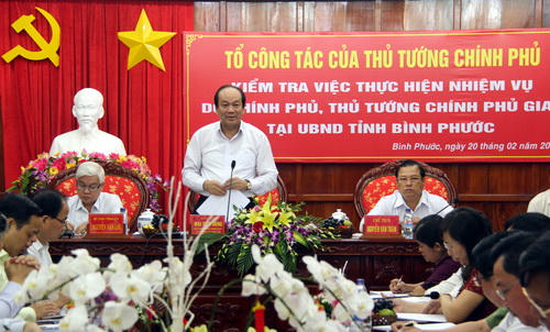 Bộ trưởng, Chủ nhiệm Văn phòng Chính phủ Mai Tiến Dũng làm việc với UBND tỉnh Bình Phước. Ảnh: Phước Tuấn.