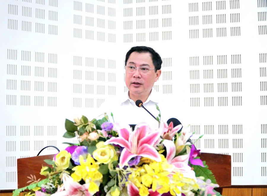 ông Võ Minh Trung, Giám đốc Sở KH&CN tỉnh phát biểu tại hội nghị.