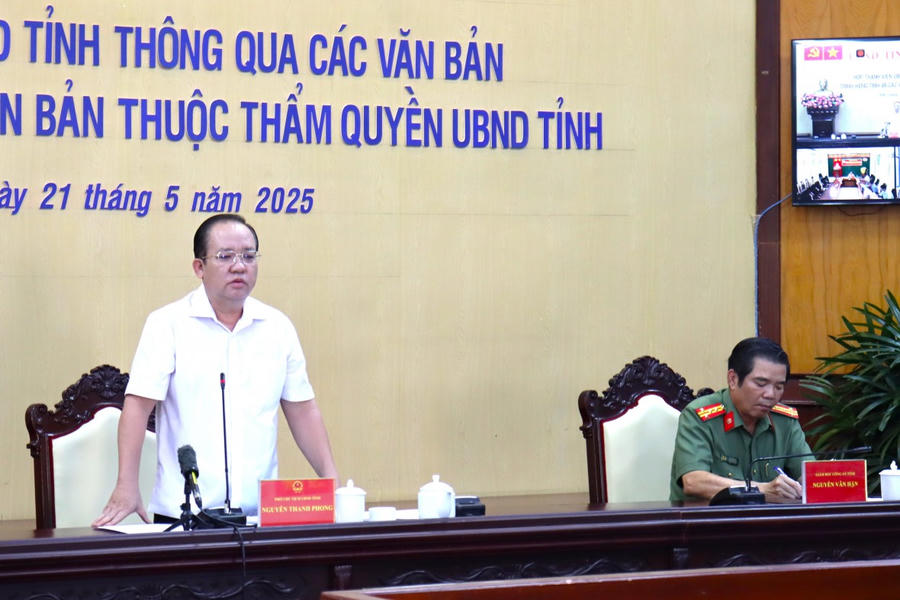Ủy viên Ban Thường vụ Tỉnh ủy, Phó Chủ tịch UBND tỉnh Kiên Giang Nguyễn Thanh Phong chủ trì, phát biểu tại cuộc họp