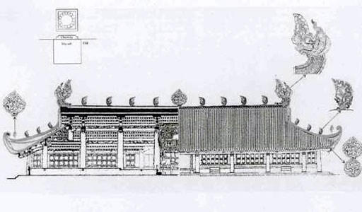 Bản phác thảo mô hình kiến trúc một cung điện trong Hoàng thành Thăng Long thời Lý.