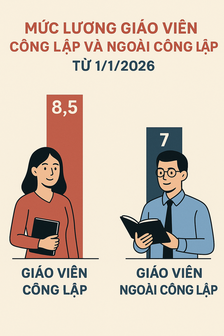 Mức lương giáo viên công lập và ngoài công lập từ 1/1/2026. (Hình minh hoạ)