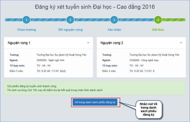 Các bước đăng ký xét tuyển trực tuyến đại học 2016