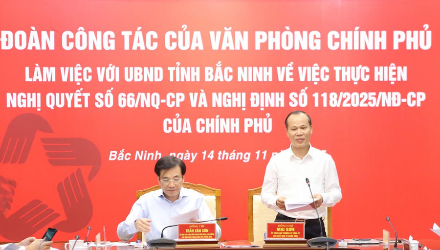 Ông Mai Sơn, Phó Chủ tịch Thường trực UBND tỉnh phát biểu tiếp thu ý kiến chỉ đạo tại buổi làm việc.