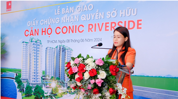 Bà Văn Thị Thanh – Phó TGĐ, Công ty Cổ Phần Xây Dựng Đầu Tư & Phát Triển Lĩnh Phong – Conic phát biểu tại sự kiện