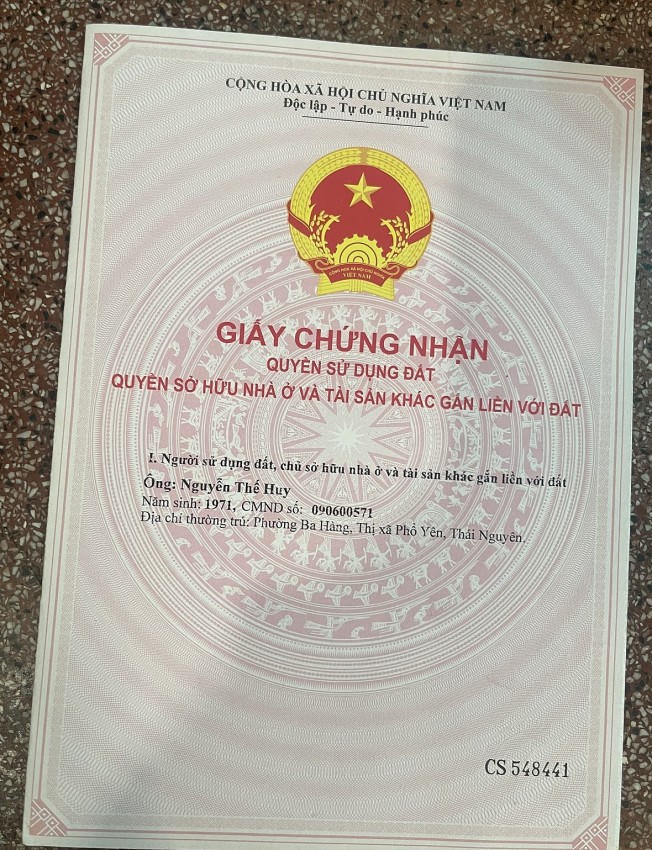 Giấy chứng nhận được cấp cho ông Nguyễn Thế Huy.