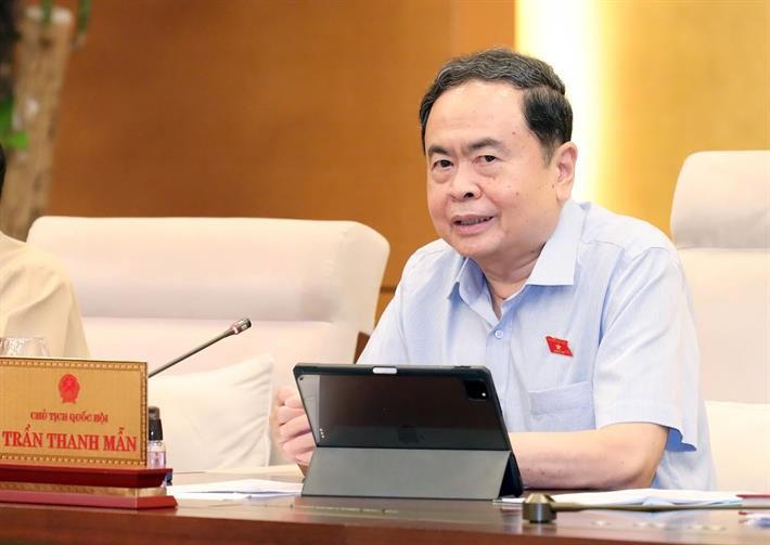 Chủ tịch Quốc hội Trần Thanh Mẫn phát biểu tại phiên họp. (Ảnh: MOET)