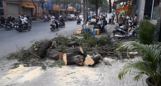 Lực lượng chức năng xử lý thu dọn sau sự cố.