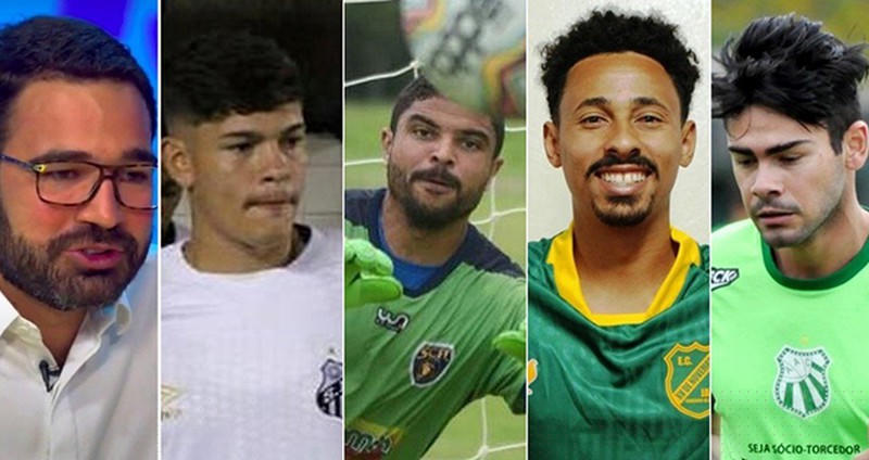 Ông Lucas Meira (bìa trái) và 4 cầu thủ xấu số.  Ảnh: O'Globo.