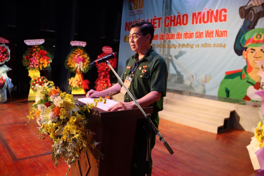 Ông Nguyễn Công Trung, Chủ nhiệm CLB “trái tim Người lính miền Tây” phát biểu.