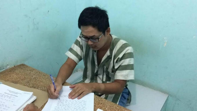Đối tượng Lâm tại cơ quan điều tra.
