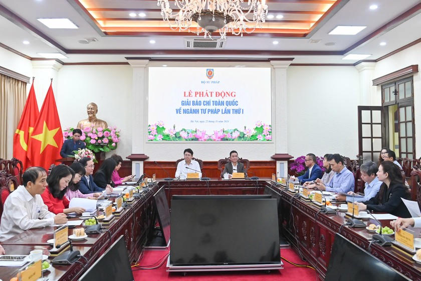 Toàn cảnh Lễ phát động Giải báo chí toàn quốc về ngành Tư pháp lần thứ I.