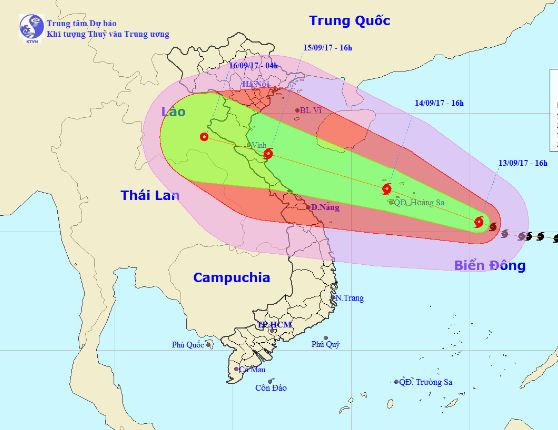 Vị trí, hướng đi của cơn bão số 10. Ảnh: nchmf.gov.vn