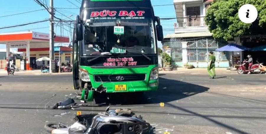 Hiện trường vụ tai nạn khiến một phụ nữ tử vong. Ảnh: M.T