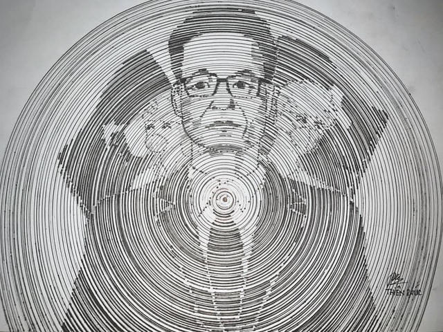 Sự kết hợp của các kỹ thuật vẽ tay trong bức tranh của sinh viên Trần Thiên Phúc ngành Thiết kế đồ họa, ĐH FPT TP.HCM