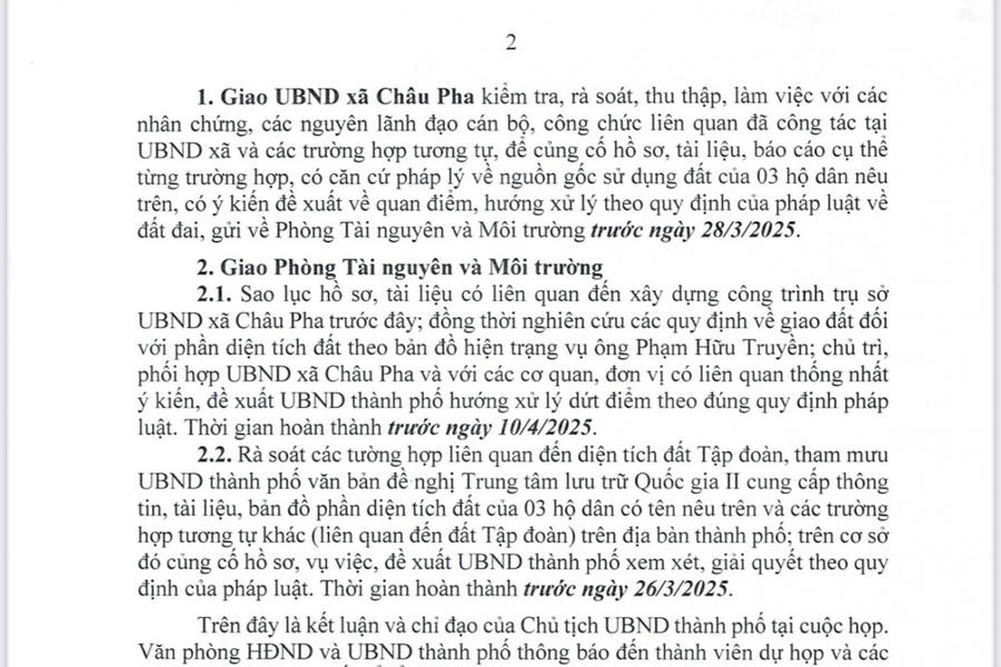 Thông báo Kết luận của UBND TP Phú Mỹ