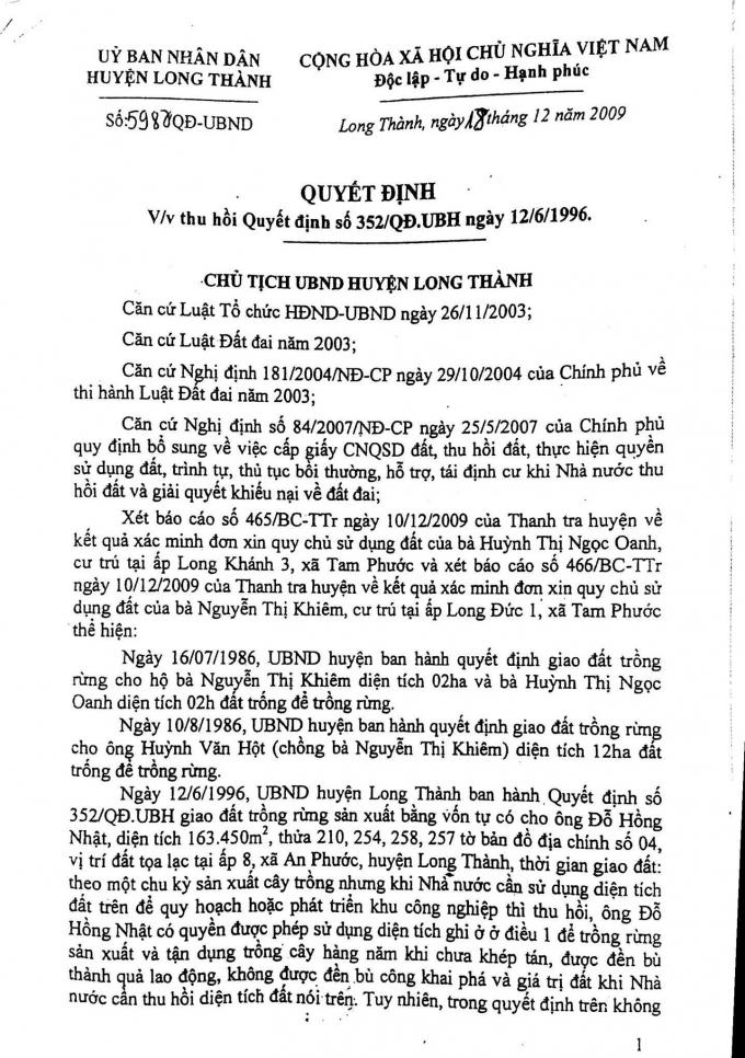 Đồng Nai: Dân kêu cứu vì 16 ha đất rừng được giao, khi thu hồi lại biến thành đất công không được bồi thường
