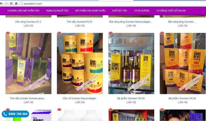 Mỹ phẩm giả nhập ngoại hiệu Sunnew được quảng cáo rầm rộ.