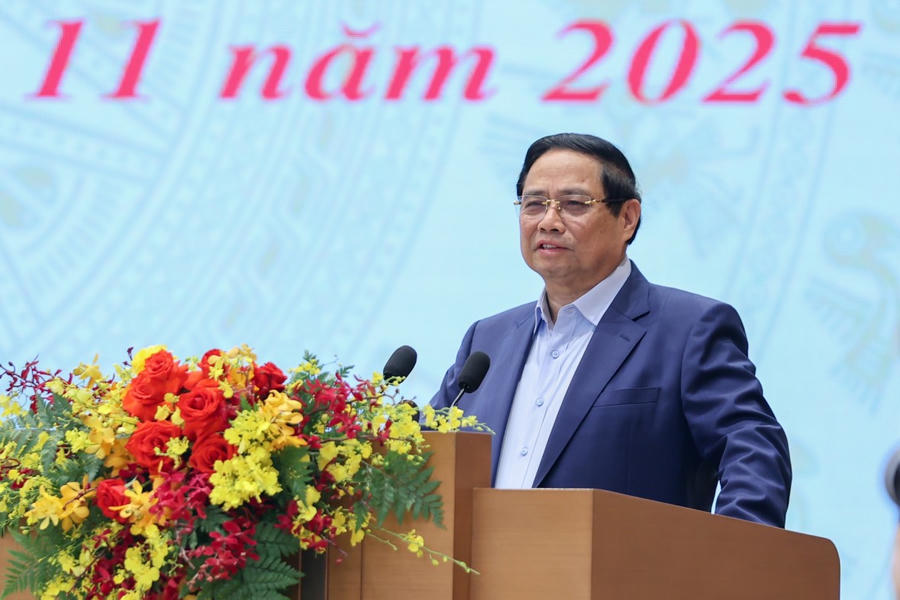 Thủ tướng Chính phủ Phạm Minh Chính chủ trì phiên họp thứ 5 Ban Chỉ đạo của Chính phủ về phát triển khoa học, công nghệ, đổi mới sáng tạo, chuyển đổi số và Đề án 06 . (Ảnh: VGP/Nhật Bắc)