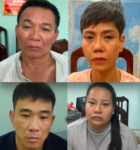 Nhóm đối tượng bị bắt giữ. Ảnh: CA Hà Nội.