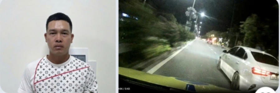 Đối tượng Đường Văn Thiệp và hình ảnh hành vi vi phạm trật tự an toàn giao thông. Ảnh: Công an Hải Phòng.