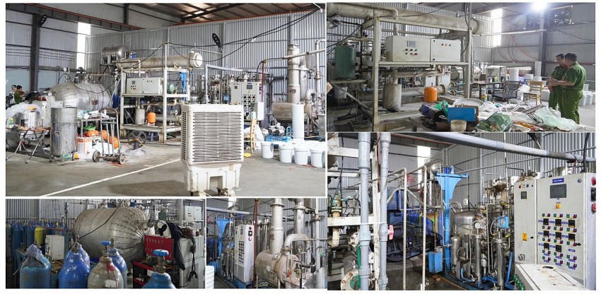 Đường dây sản xuất được trang bị hệ thống dây chuyền máy móc hiện đại. Ảnh. Công an Thanh Hóa