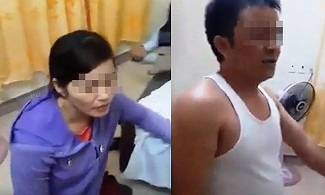 Hình ảnh ông Quân và vợ bạn thân bị bắt quả tang trong nhà nghỉ.