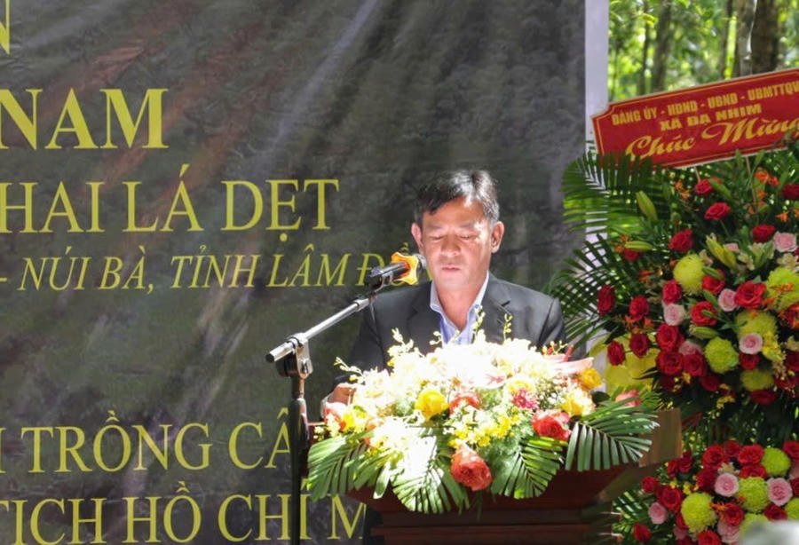 Ông Tôn Thiện An- Giám đốc Vườn Quốc gia Bidoup- Núi Bà phát biểu tại lễ công bố. Ảnh: Báo Lâm Đồng