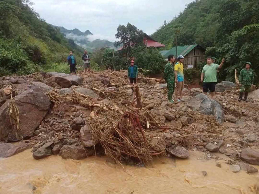 Lũ quét khiến xã Nhôn Mai bị ảnh hưởng nghiêm trọng - Ảnh BC.