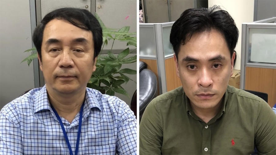  Bị can Nguyễn Duy Hải (phải) gặp  và “nhờ” Trần Hùng xử lý nhẹ vụ việc. (ảnh BCA)