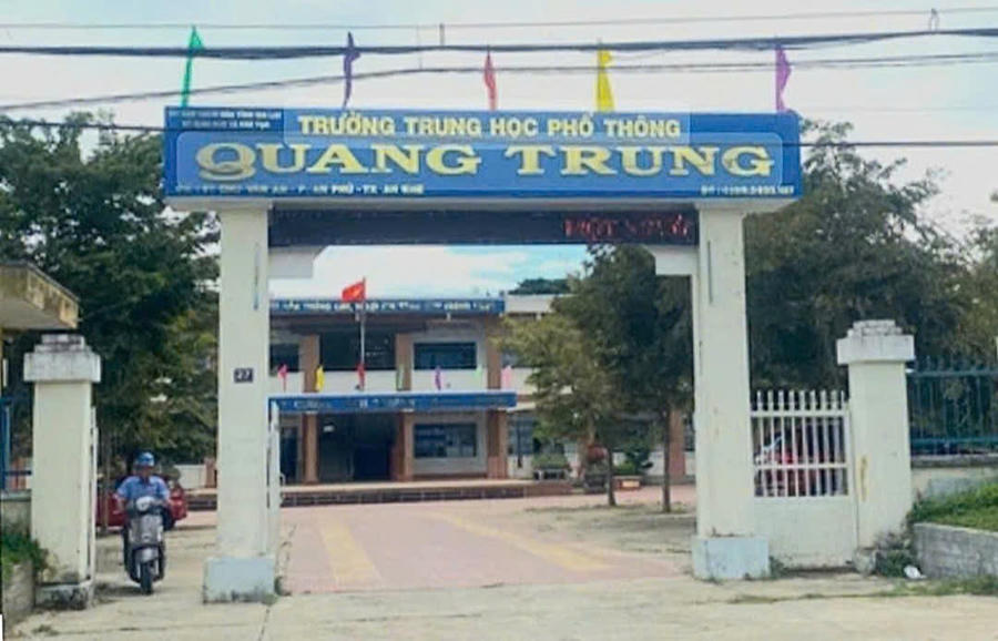 Trường THPT Quang Trung nơi bị can Trần Thị Thu Trân là giáo viên trước khi bị bắt tạm giam. Ảnh: Trần Sỹ