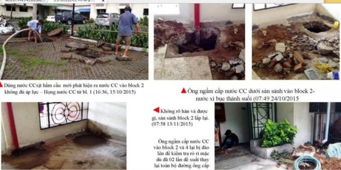 Những hình ảnh sửa chữa hệ thống PCCC tại chung cư (do cư dân cung cấp).