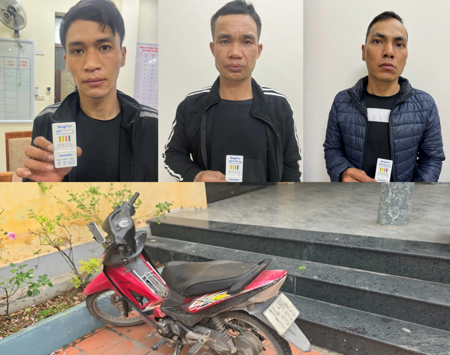 Chân dung 3 đối tượng cùng tang vật bị thu giữ.